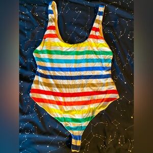 Rainbow Alice and Olivia size L thong bodysuit
